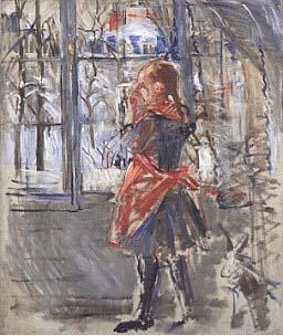 Berthe Morisot L Enfant au Tablier Rouge, a sketch oil painting picture